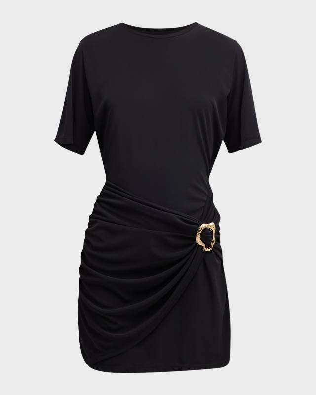Arnes Draped Buckle-Embellished Mini Dress